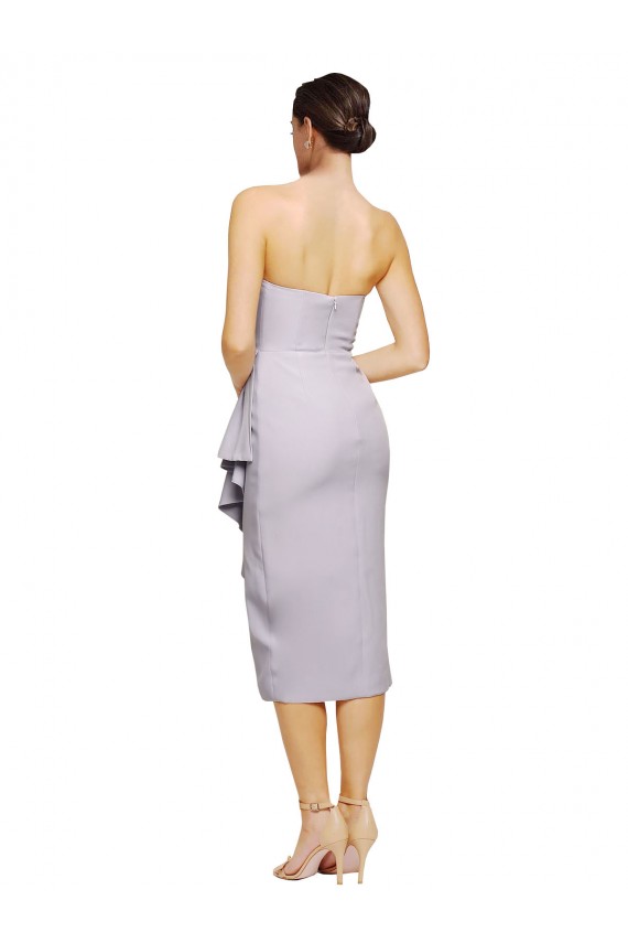 Outlet Short Strapless Crepe Cocktail Prom Dress / Homecoming Dress with Ruffles